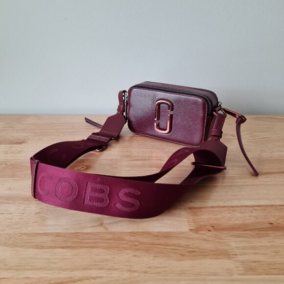 Marc Jacobs Snapshot DTM Crossbody Wine Burgundy Red Leather Camera Bag Oxblood - Picture 3 of 12